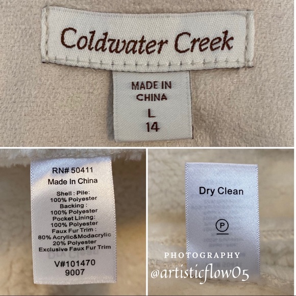 Coldwater Creek White & Cream Faux Suede Coat - Picture 5 of 7